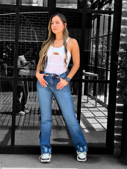 Jean flare tono medio